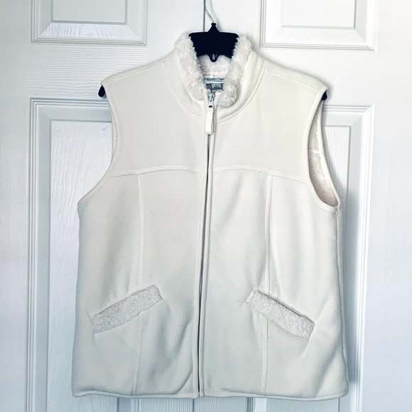 COLDWATER CREEK Polar Fleece and Sherpa Lining Zip Up Warm Vest Sz Large - Picture 2 of 8
